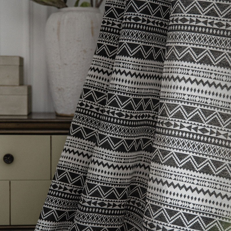 Wild Black Geometry Tassel Curtain
