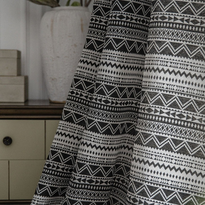 Wild Black Geometry Tassel Curtain
