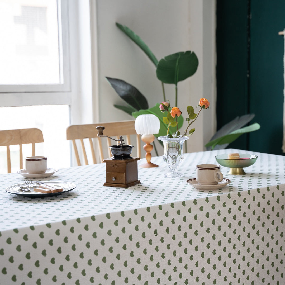 Heart Polka Dots Table Cloth