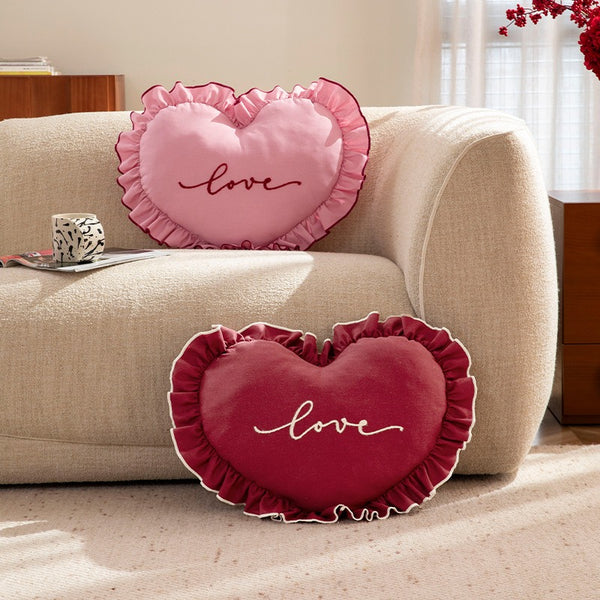 Ruffle Love Heart Cushion