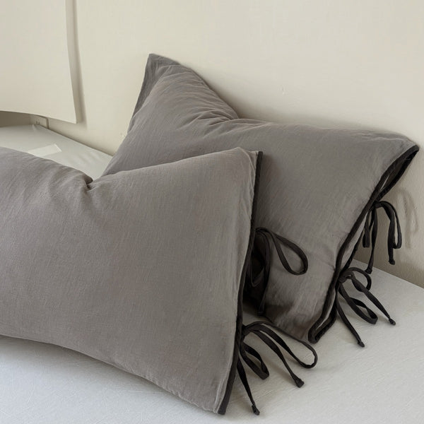 Colour Block Side Tie Pillowcase Set