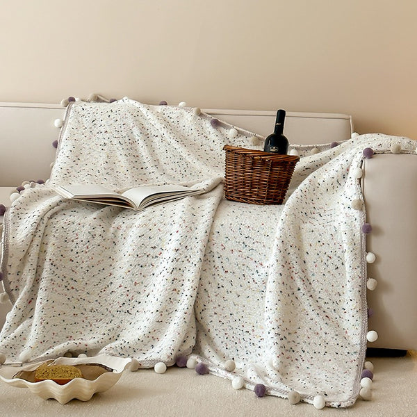 Pom-Pom Candy Quilted Blanket