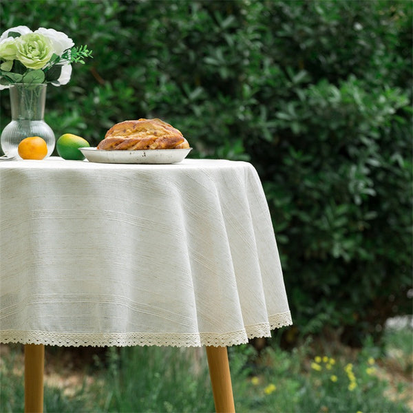 Line Linen Round Tablecloth