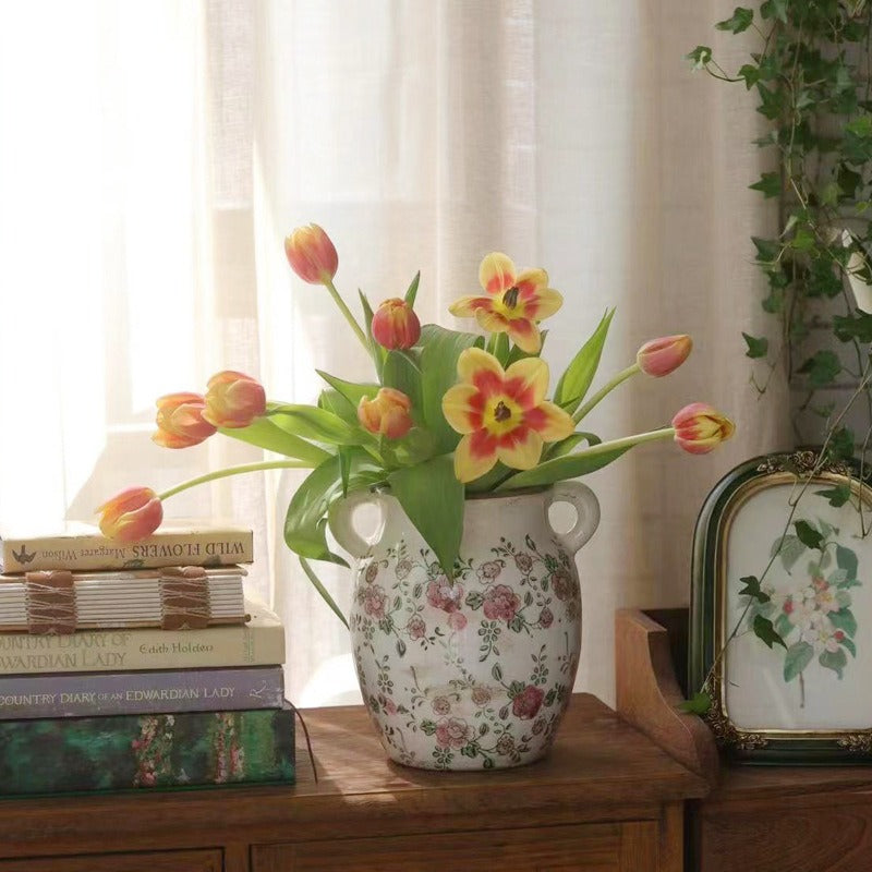Red Rose Ceramic Vase