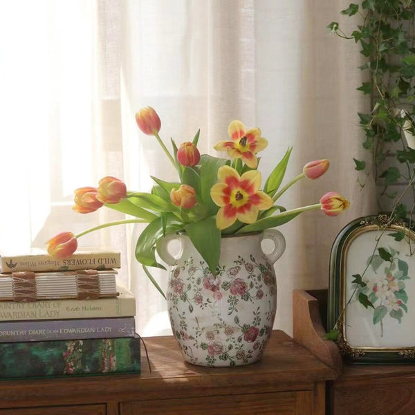 Red Rose Ceramic Vase