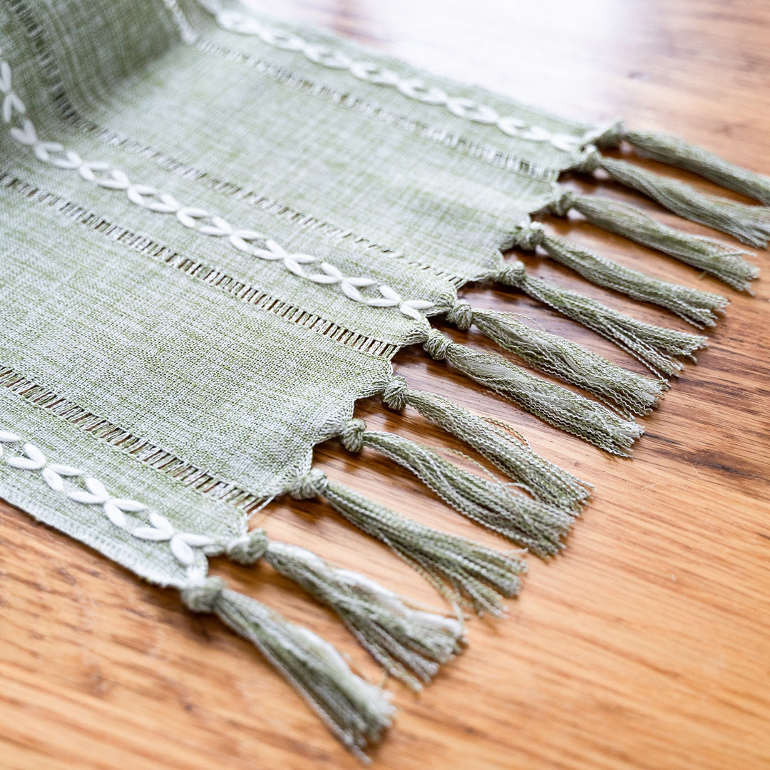 Cloudy Day Tassel Table Runner