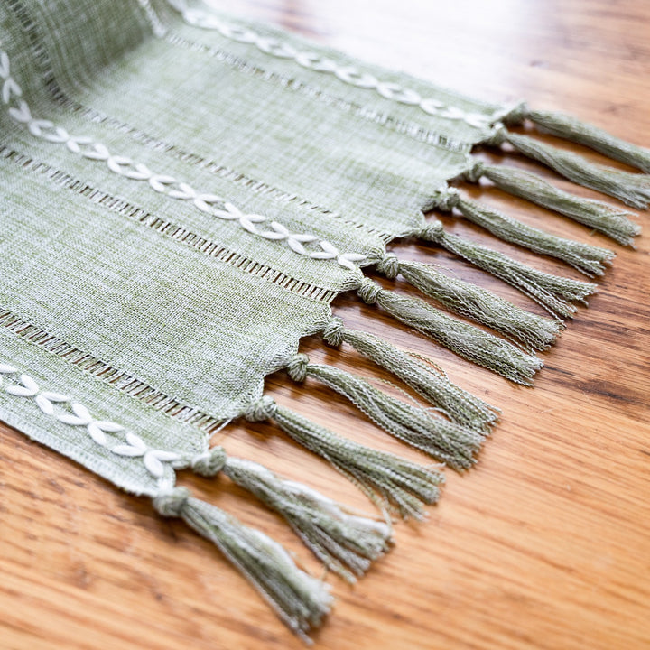 Cloudy Day Tassel Table Runner