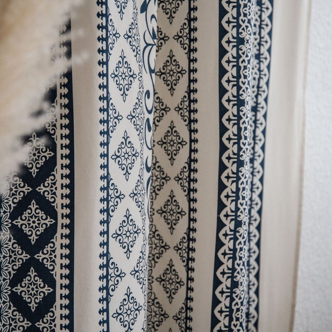 Santorini Blue Stripe Curtain