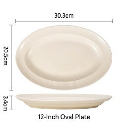 Ivory Ribbed Ceramic Dinnerware Set
