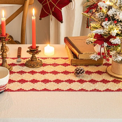 Woven Holiday Fringe Table Runner