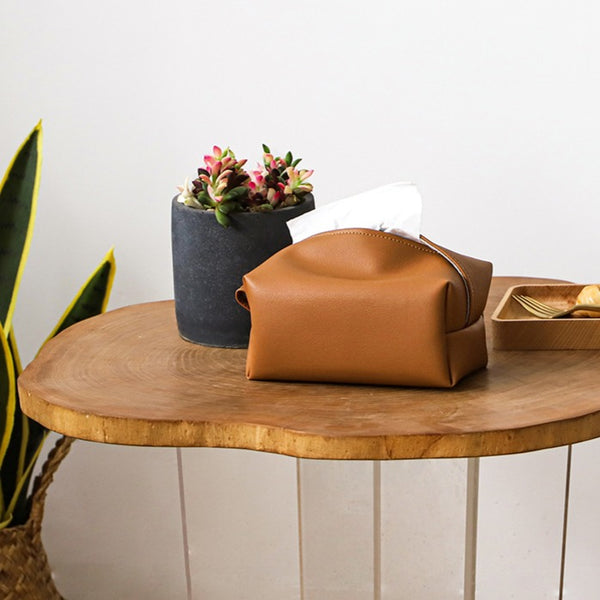 Leather Tissue Box Organiser