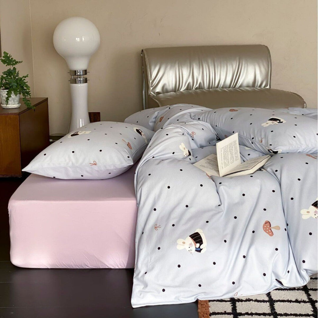 Mushroom Bunny Dots Bedding Set