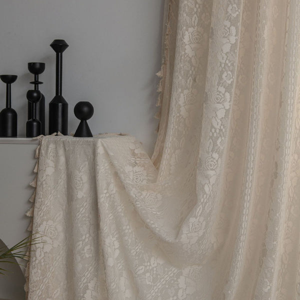 Rose Lace Tassel Curtain