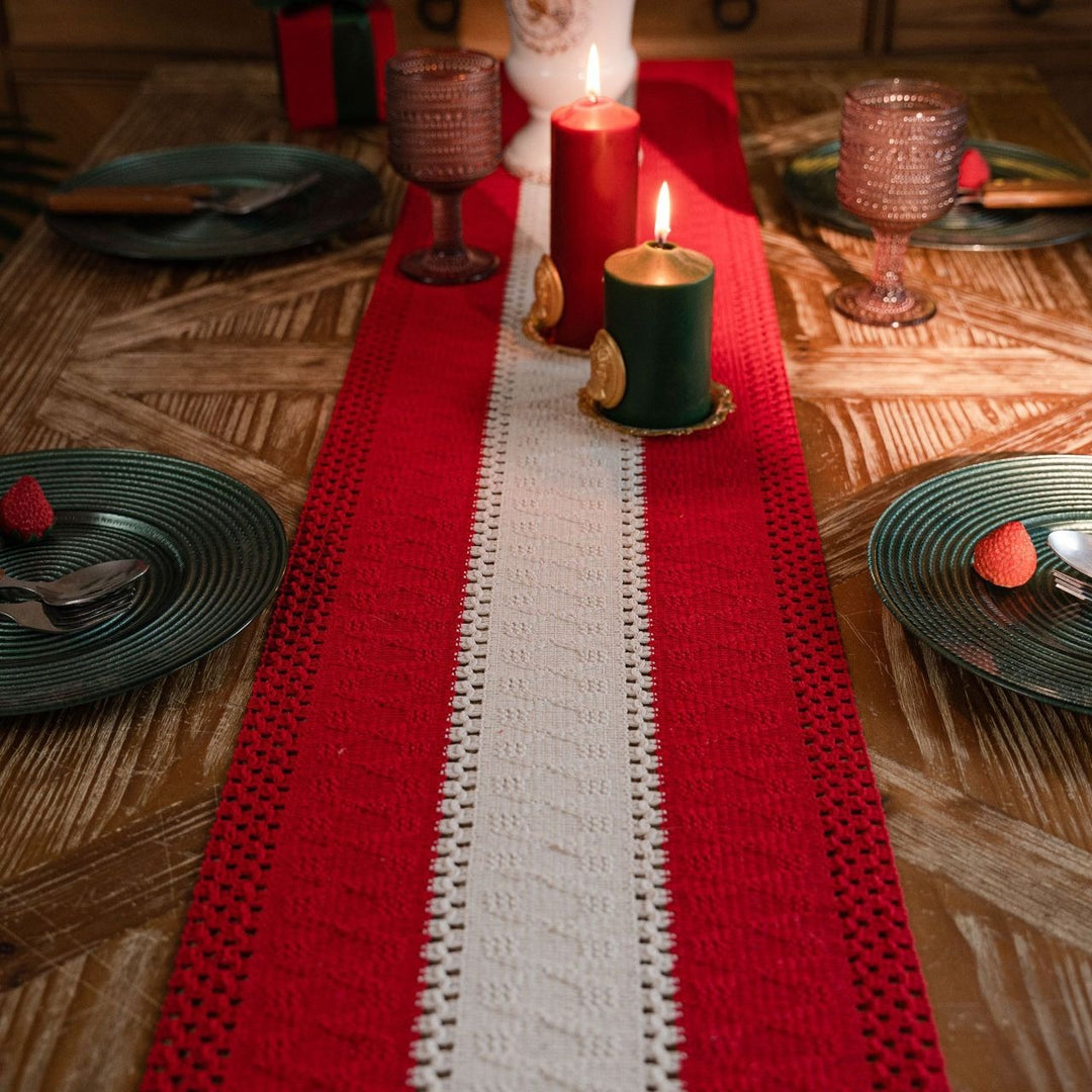 Crimson Stripe Table Runner