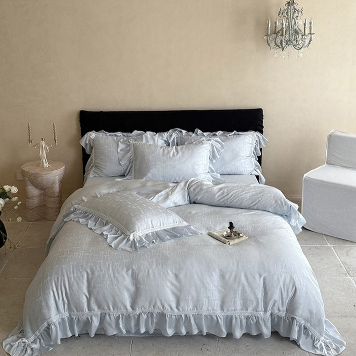 Vivian Bow Jacquard Summer Quilted Blanket Set