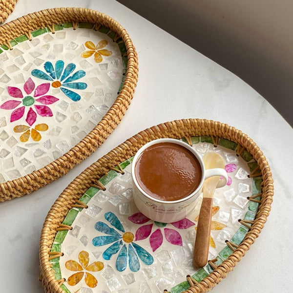 Shell Art Oval Tray Set