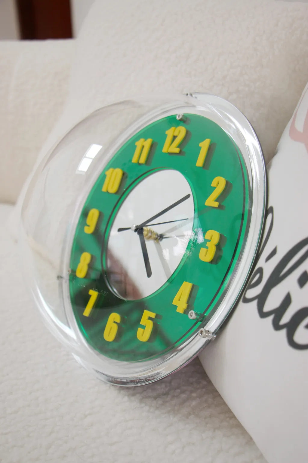 Chrome Green Reflector Clock -- Delicors