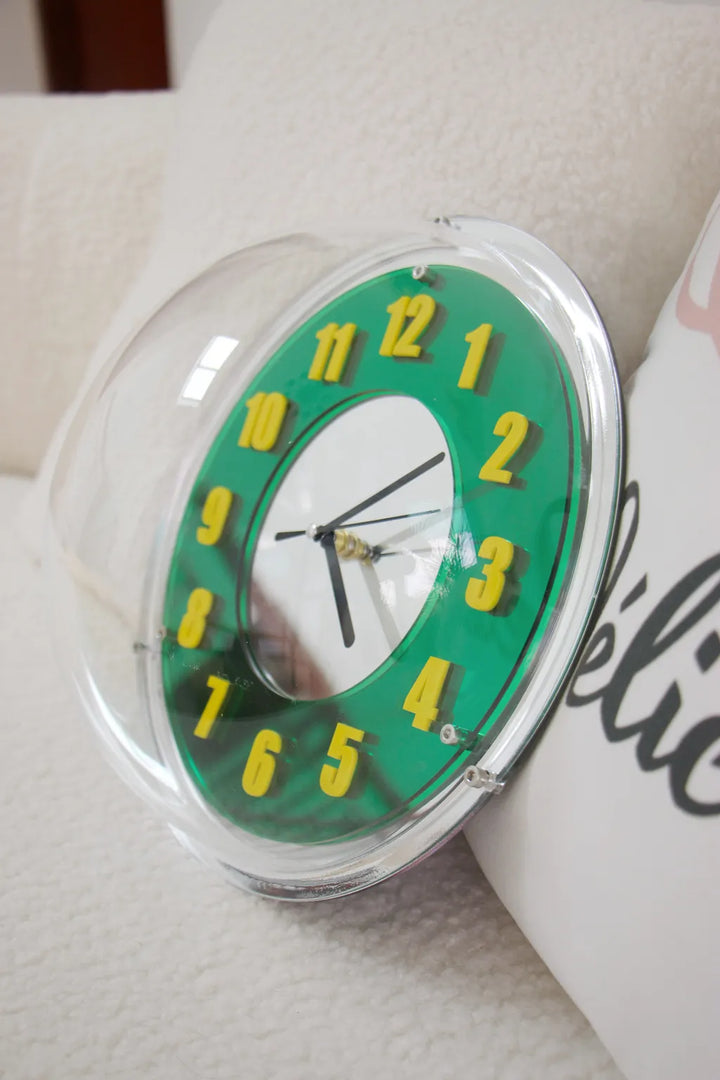 Chrome Green Reflector Clock -- Delicors