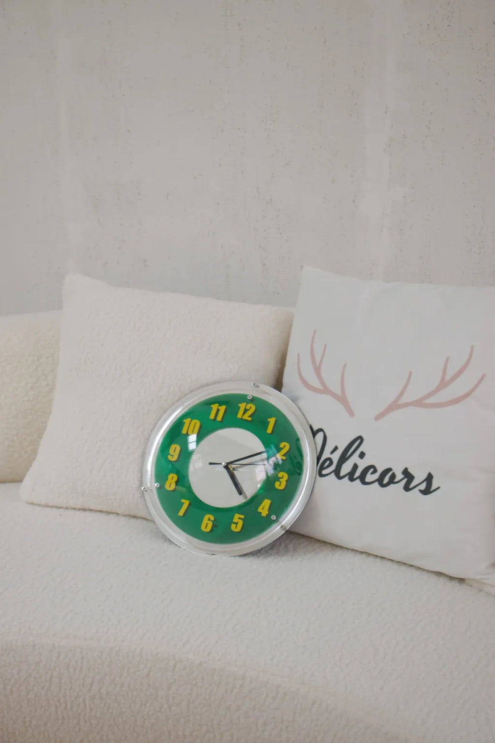 Chrome Green Reflector Clock -- Delicors