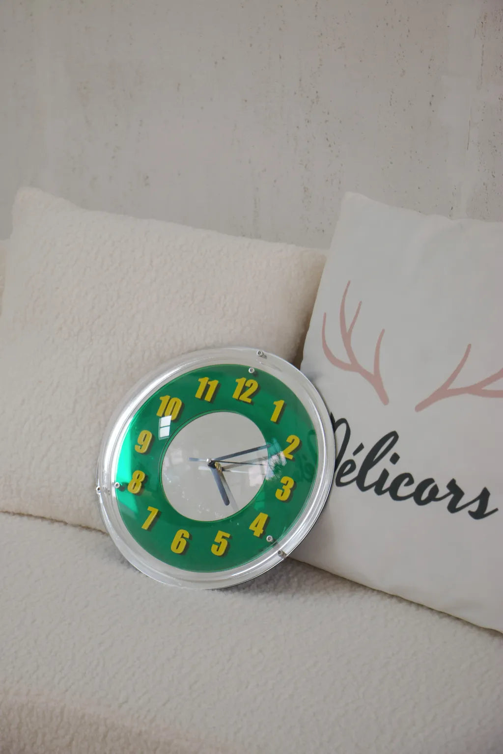 Chrome Green Reflector Clock -- Delicors
