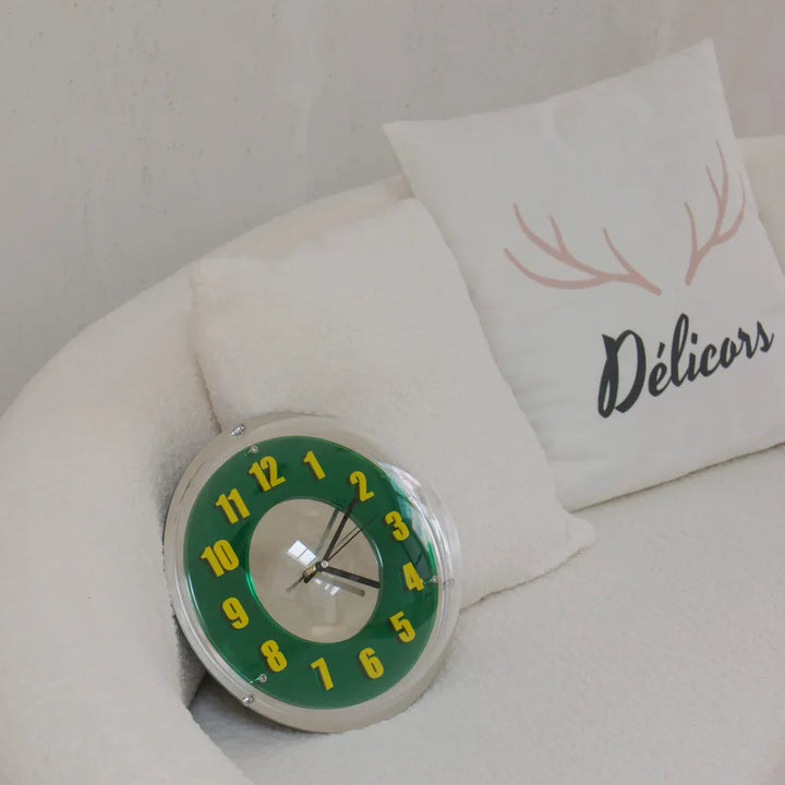 Chrome Green Reflector Clock -- Delicors