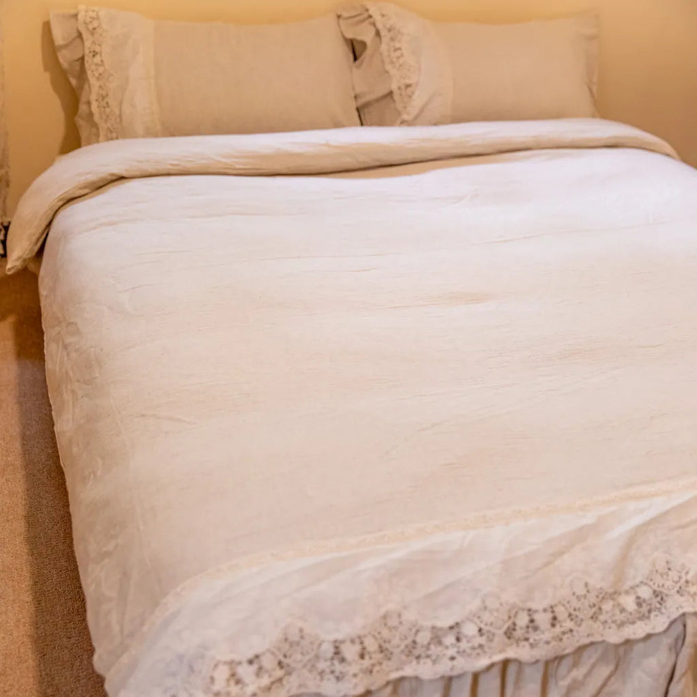 Beige Linen Bedding Set - Delicors