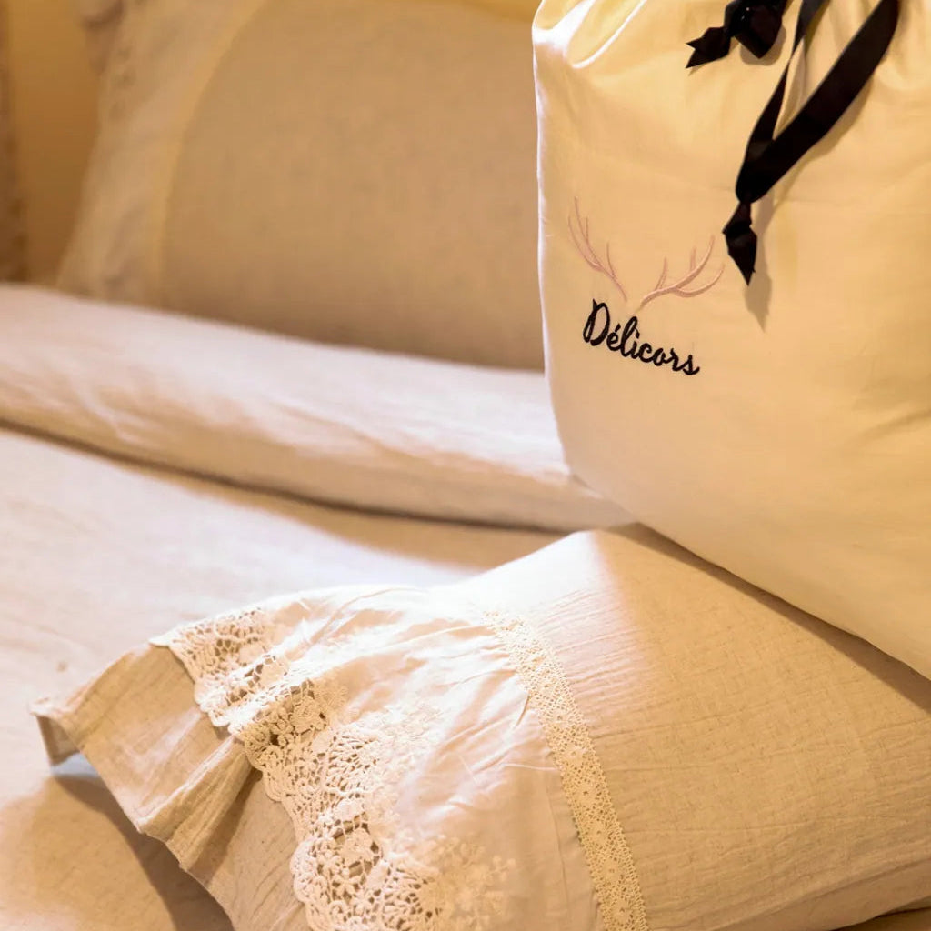 Beige Linen Bedding Set - Delicors