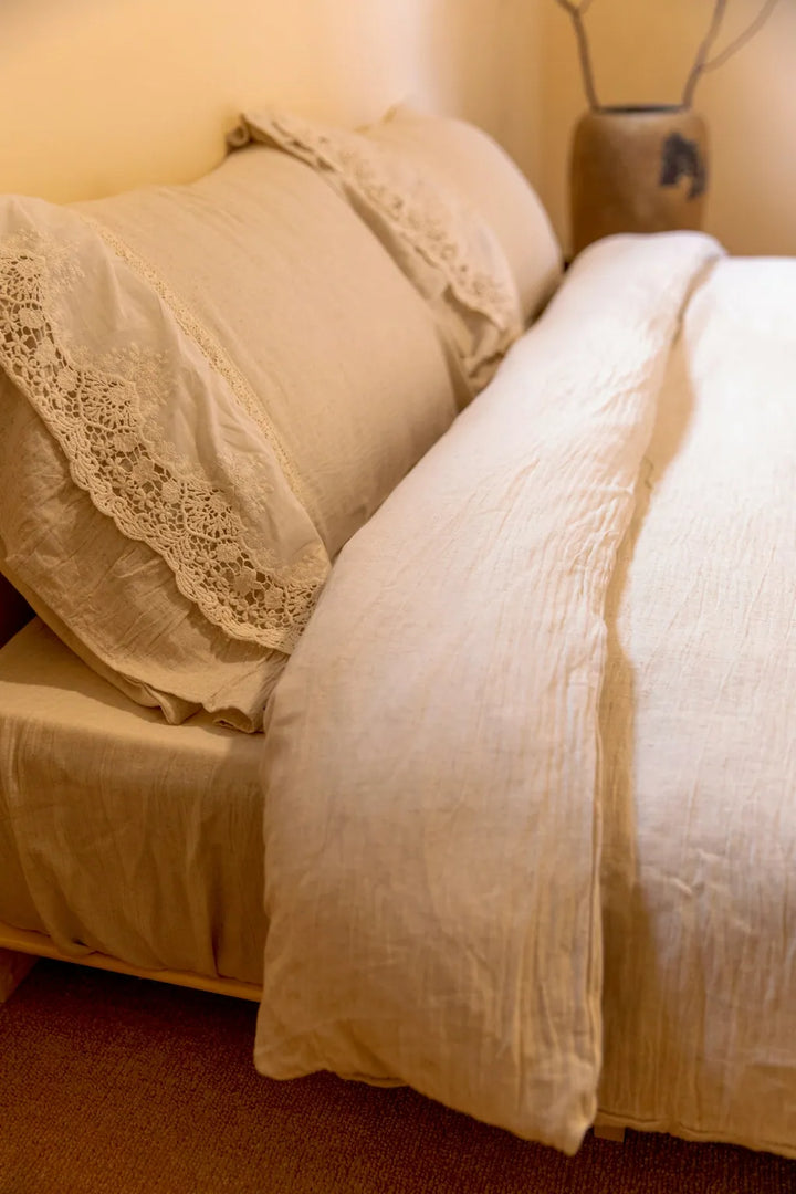 Beige Linen Bedding Set - Delicors