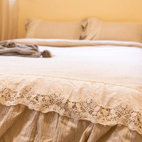 Beige Linen Bedding Set - Delicors
