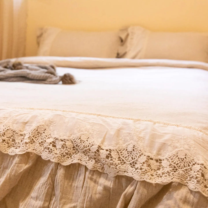 Beige Linen Bedding Set - Delicors
