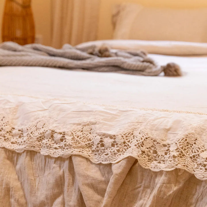 Beige Linen Bedding Set - Delicors
