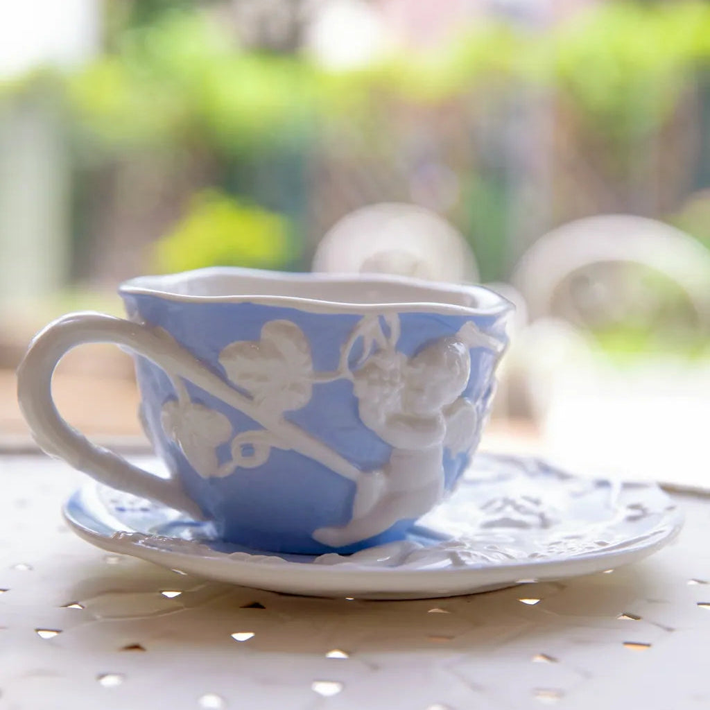 Cherub Teacup & Pot LightBlue - Delicors