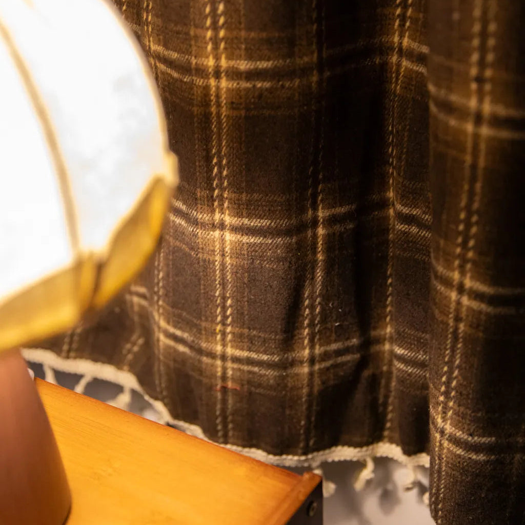 Chocolate Plaid Tassel Curtain - Delicors