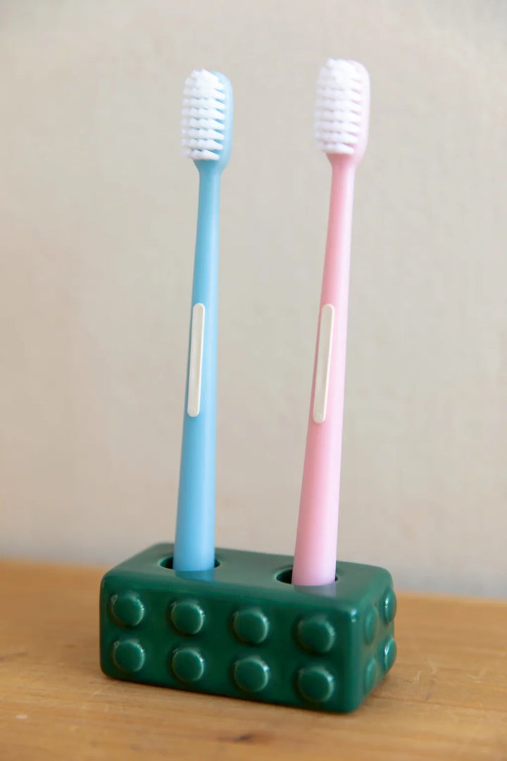 Colourful Block Toothbrush Holder Bath Two Slots - Delicors