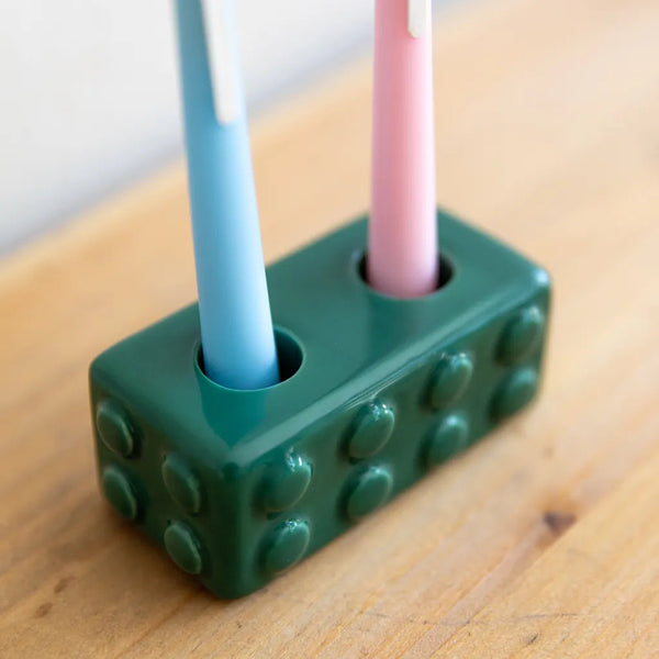 Colourful Block Toothbrush Holder Bath Two Slots - Delicors