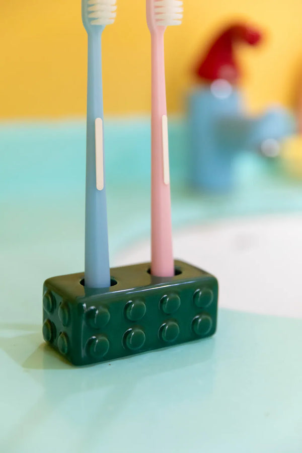Colourful Block Toothbrush Holder Bath Two Slots - Delicors