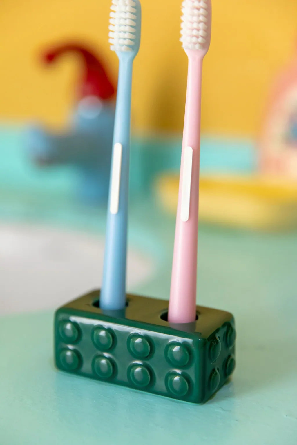 Colourful Block Toothbrush Holder Bath Two Slots - Delicors