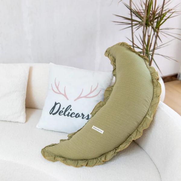 Cottage Gingham Pillow Moon - Delicors