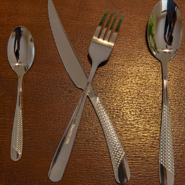 Honeycomb Grooved Stainless Steel Cutlery Set