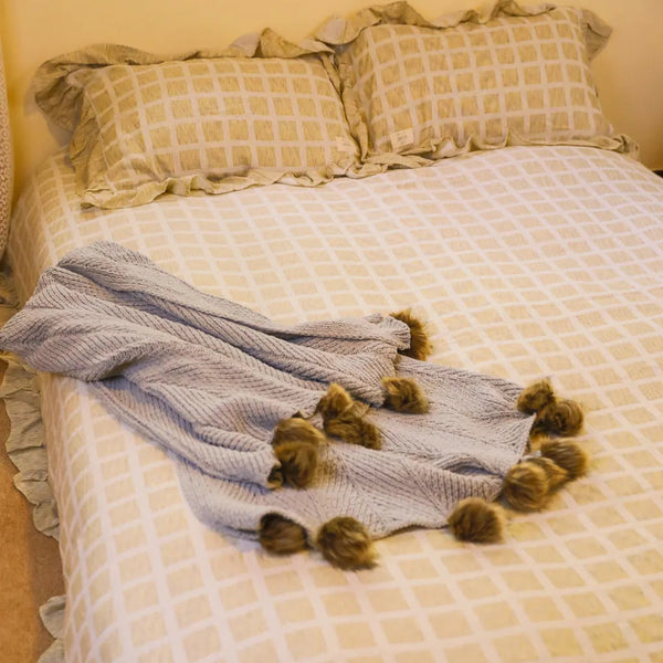 Tea Checkered Bedding Set - Delicors