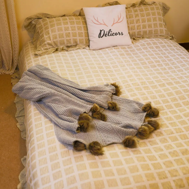 Tea Checkered Bedding Set - Delicors