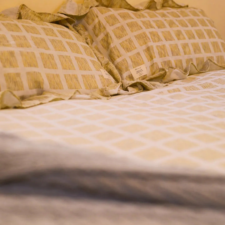 Tea Checkered Bedding Set - Delicors
