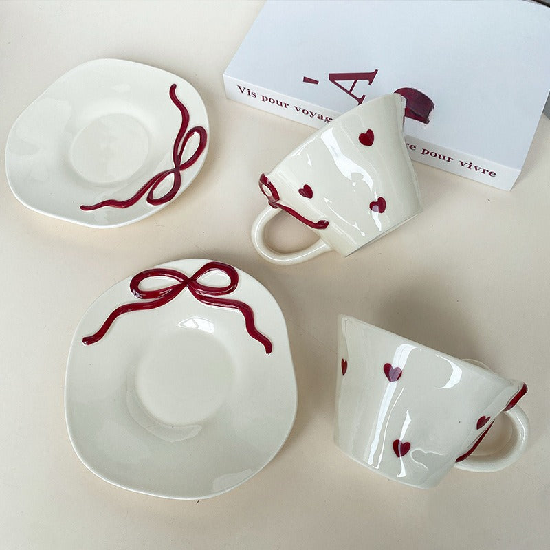 Blush Tea Time Teacup Set heart and cherry