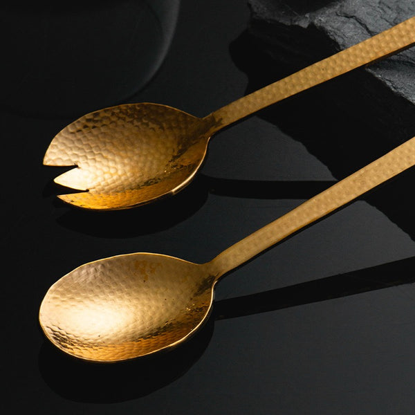 Gold Hammer Texture Salad Cutlery