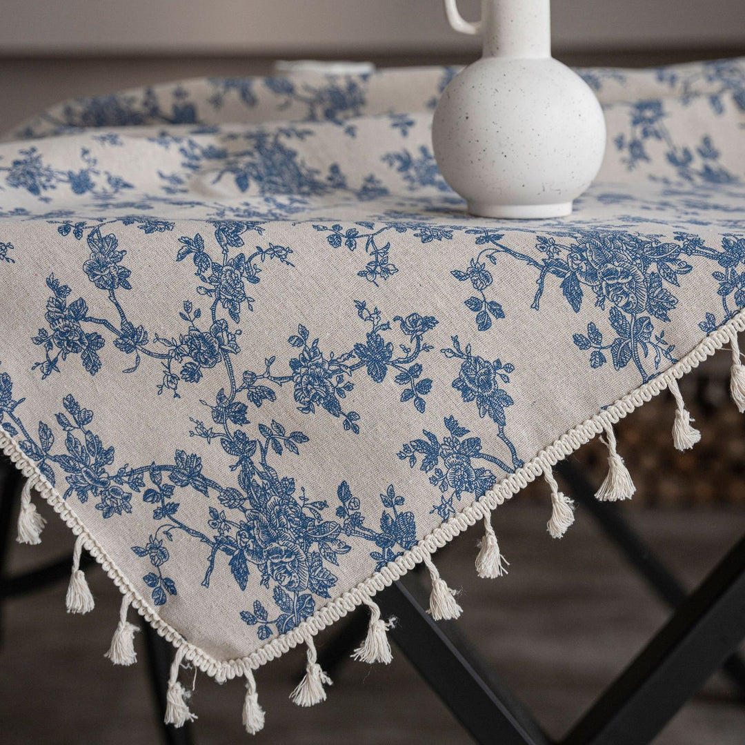 Retro Blooming Blue Table Cloth