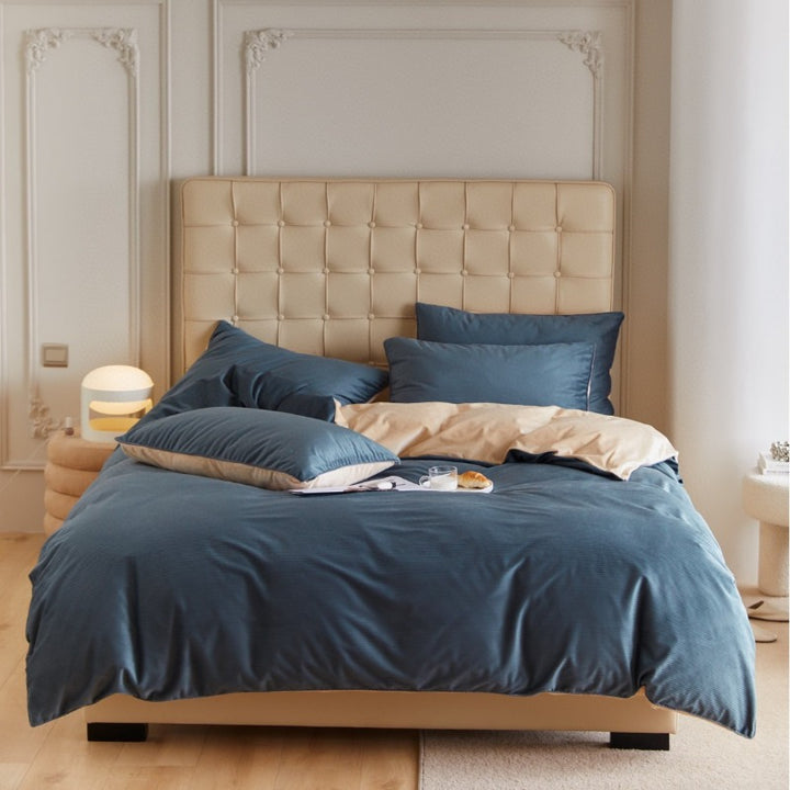 Delicors _ Warm_ Textured_ Bedding_ Set _ Steel Blue 