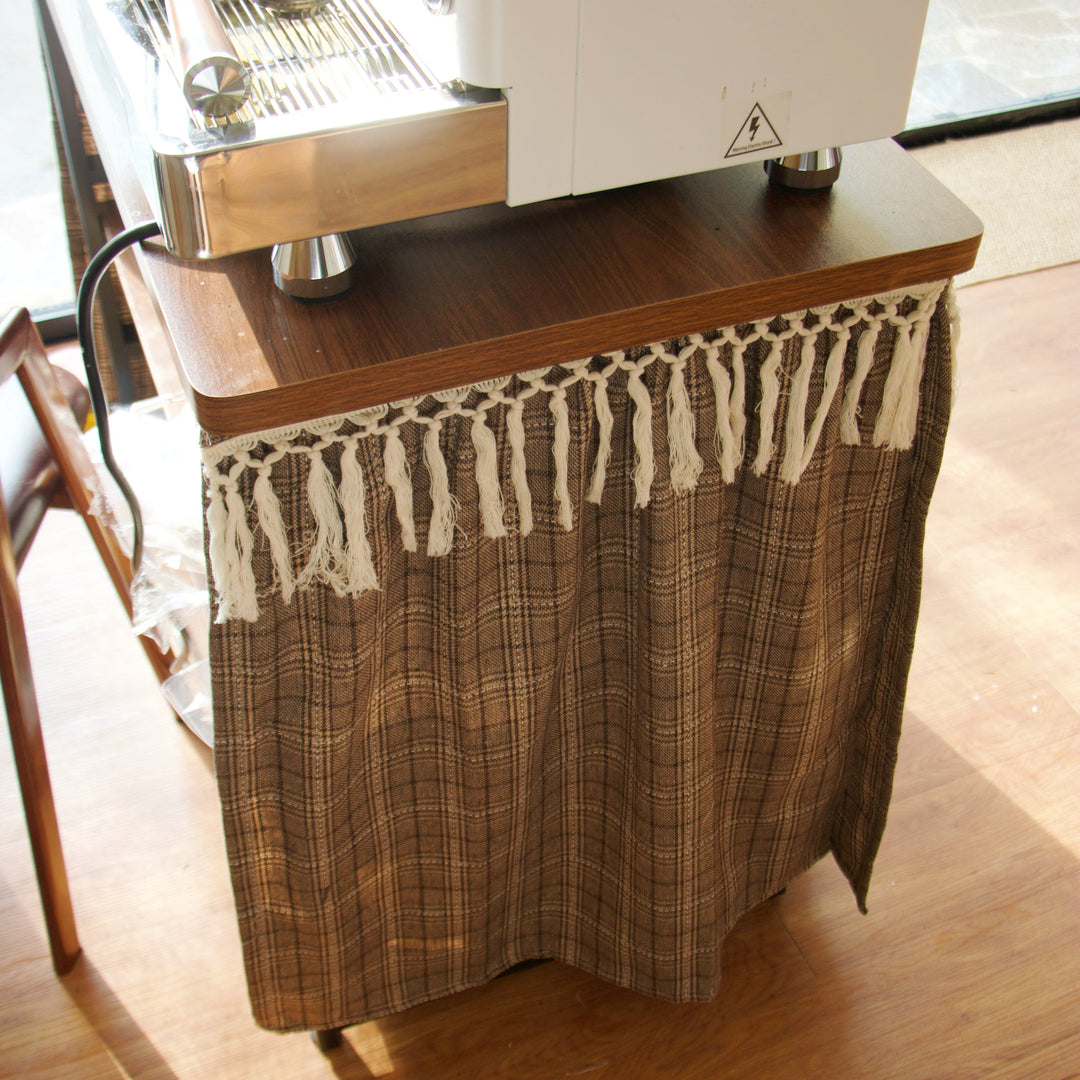 Farmhouse Camel Plaid Cabinet Curtain