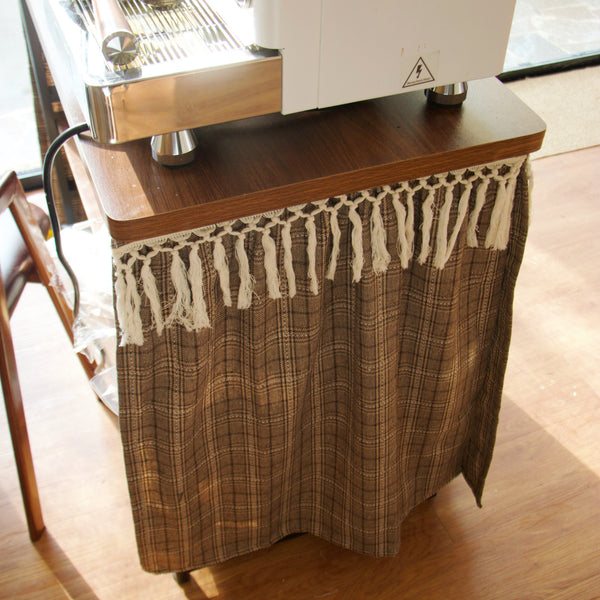 Farmhouse Camel Plaid Cabinet Curtain