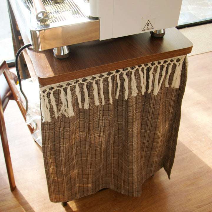 Farmhouse Camel Plaid Cabinet Curtain