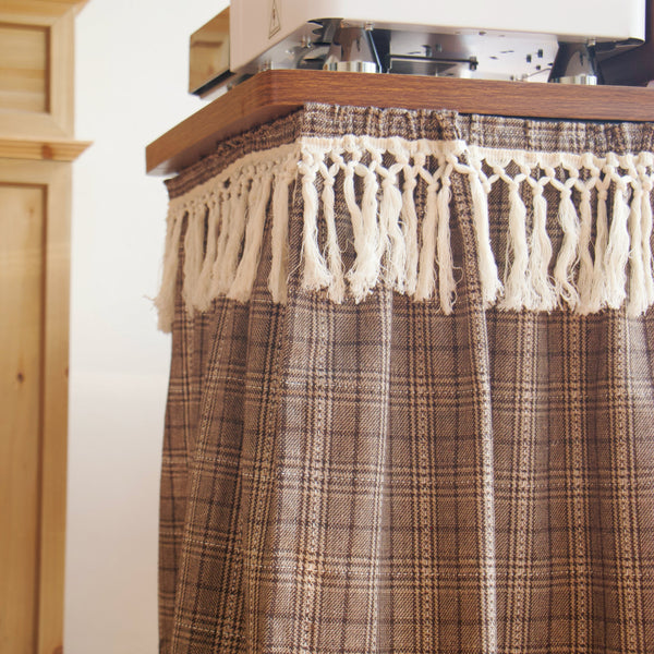 Farmhouse Camel Plaid Cabinet Curtain